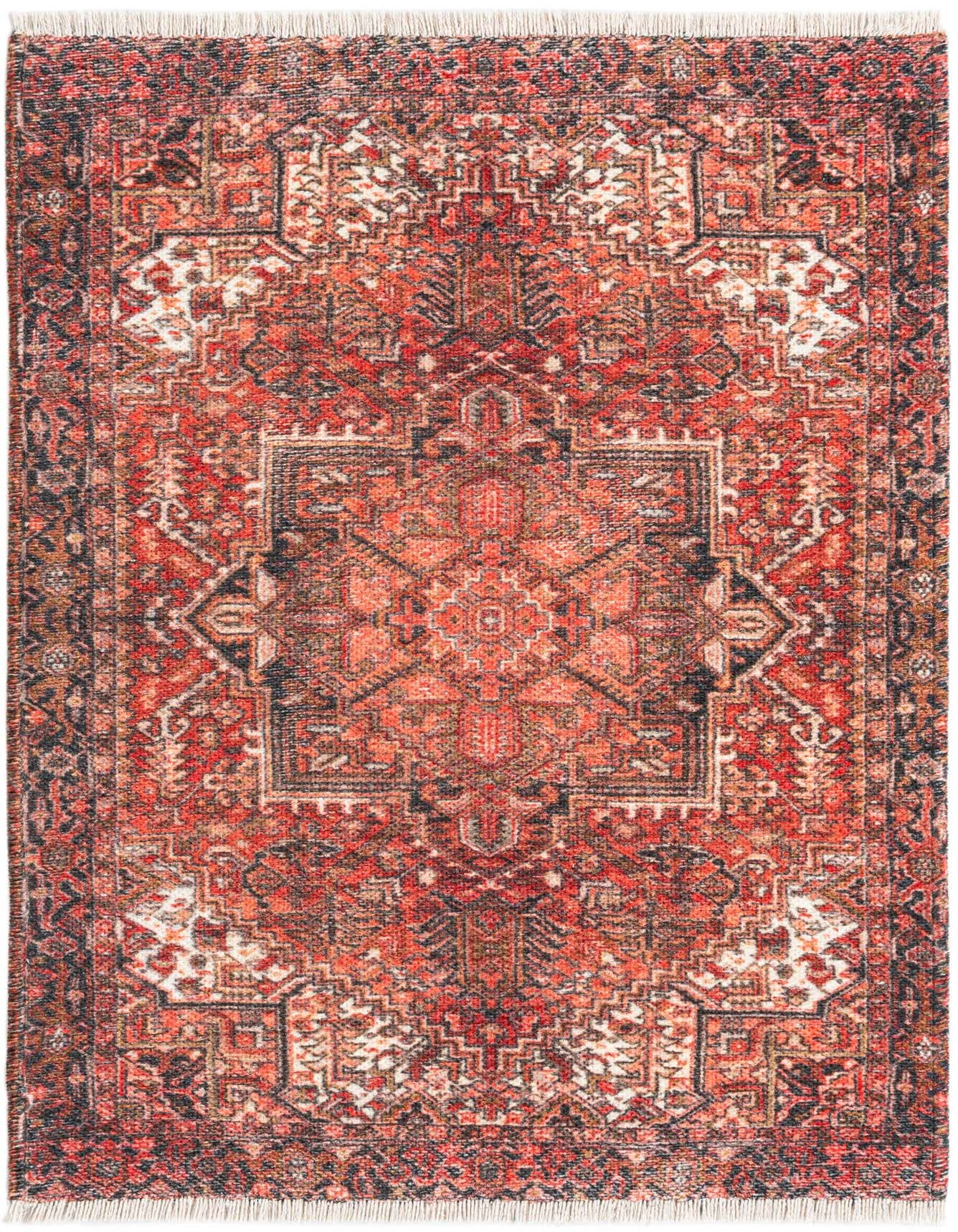 A 2x3 rectangular Rugs.com Boutique rug featuring a traditional medallion pattern in vibrant oranges and reds.