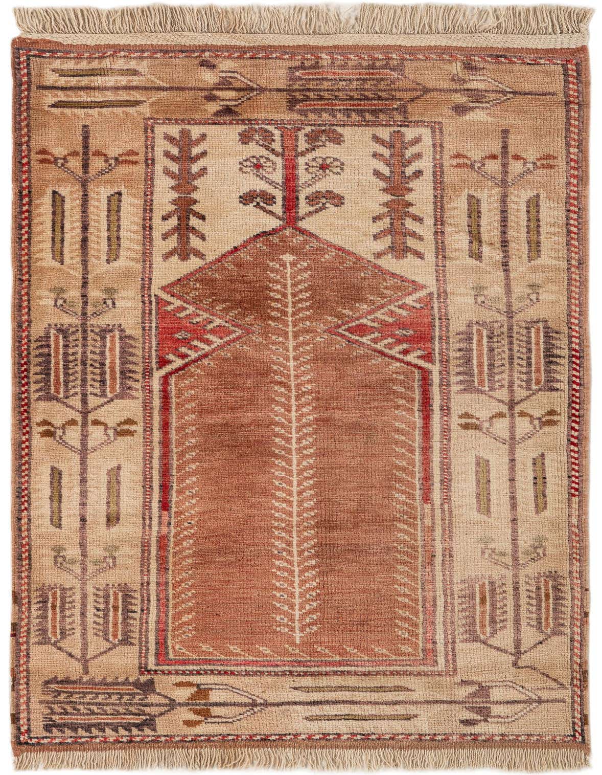 A 3x4 rectangular Fars rug featuring traditional Oriental patterns in warm oranges, reds, and beige tones with fringe.