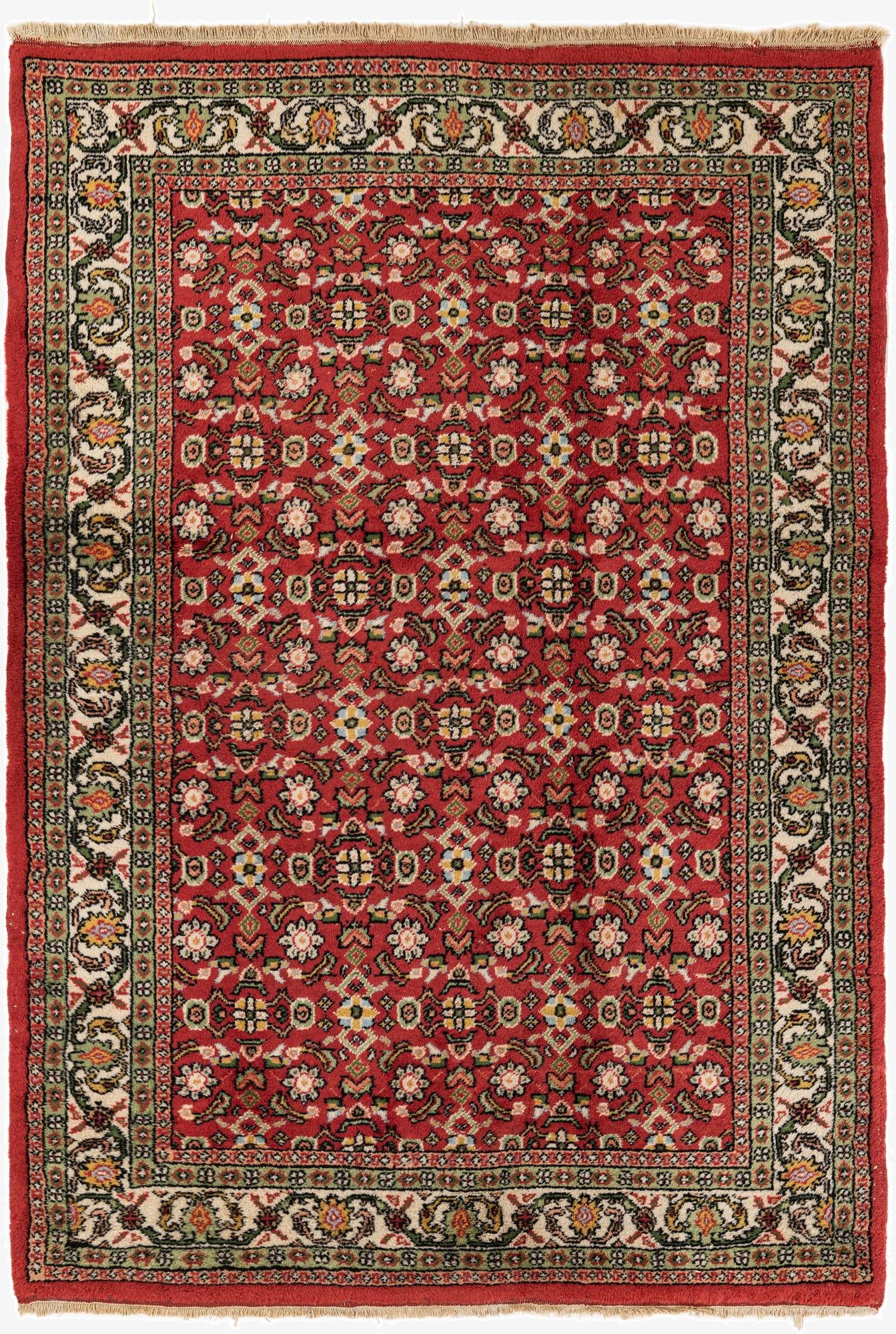  4' 7 x 6' 9  Hand Knotted Hossainabad Wool Rug