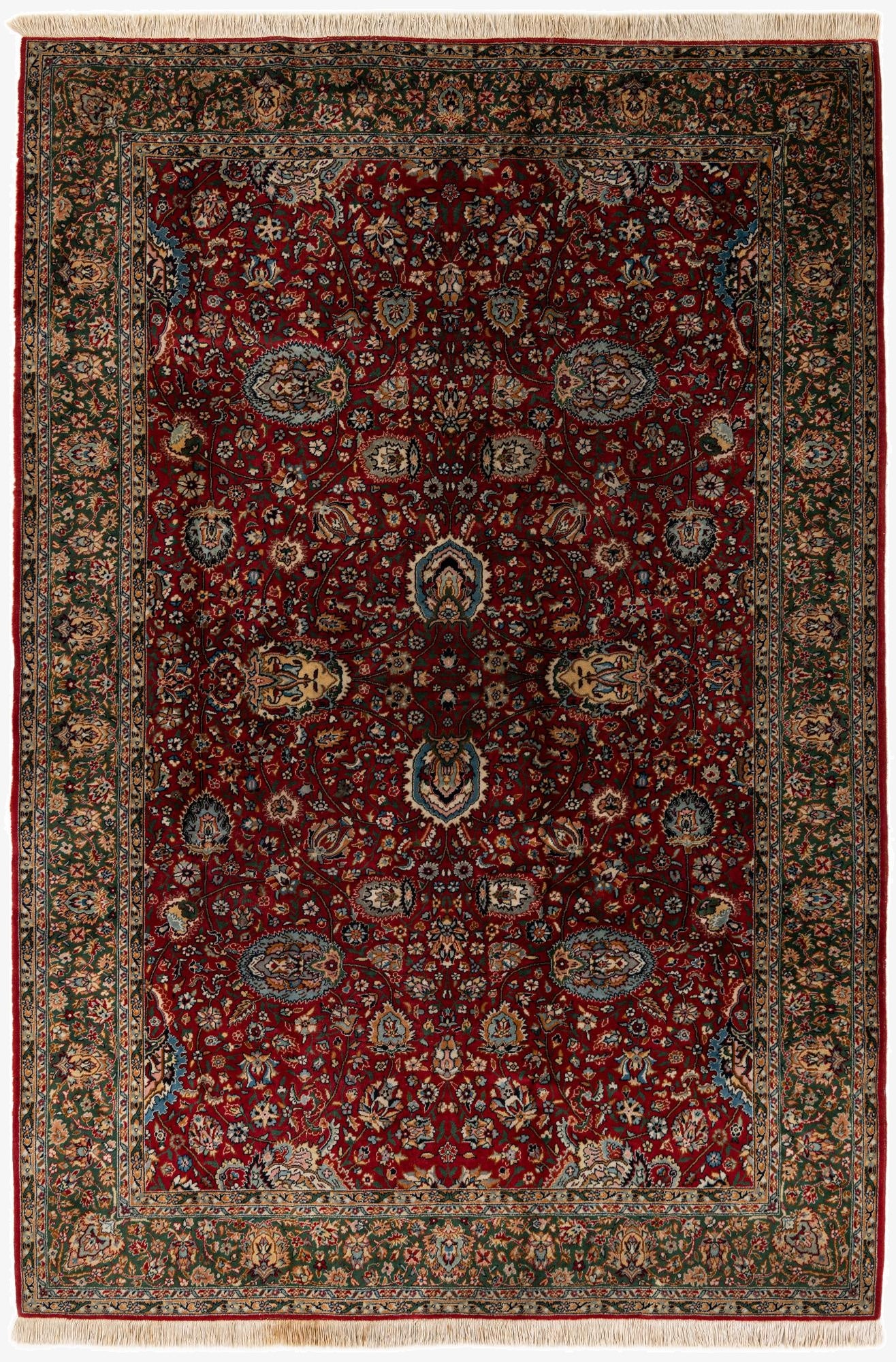  6' 7 x 9' 8  Hand Knotted Kashan Oriental Wool Rug