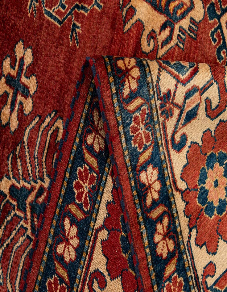 Detail image of  6' 6 x 8' 6  Hand Knotted Kazak Oriental Wool Rug