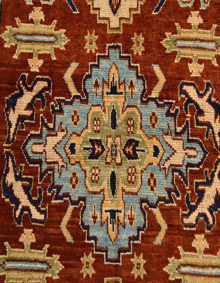 Detail image of  5' 7 x 7' 2  Hand Knotted Kazak Wool Rug