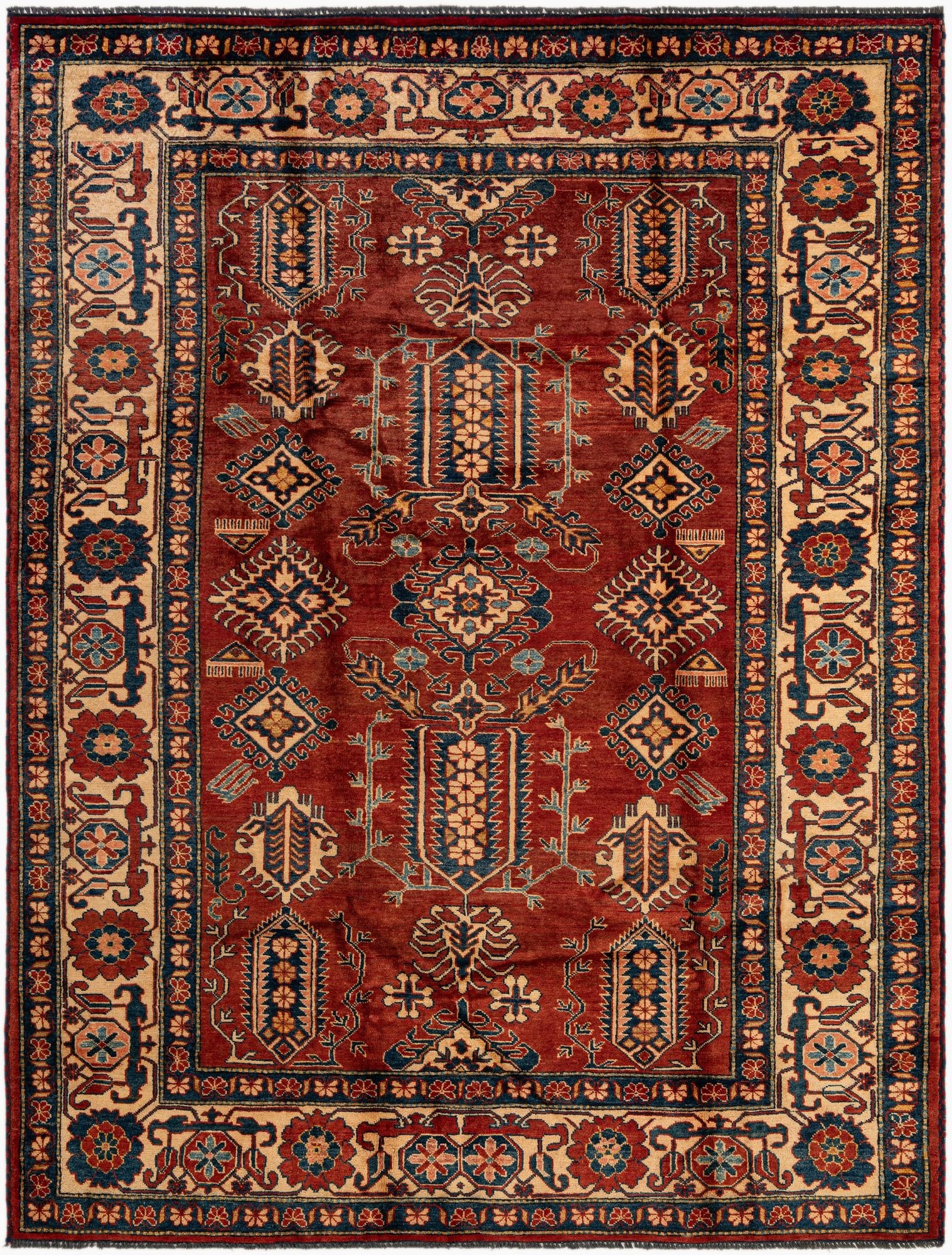  6' 6 x 8' 6  Hand Knotted Kazak Oriental Wool Rug