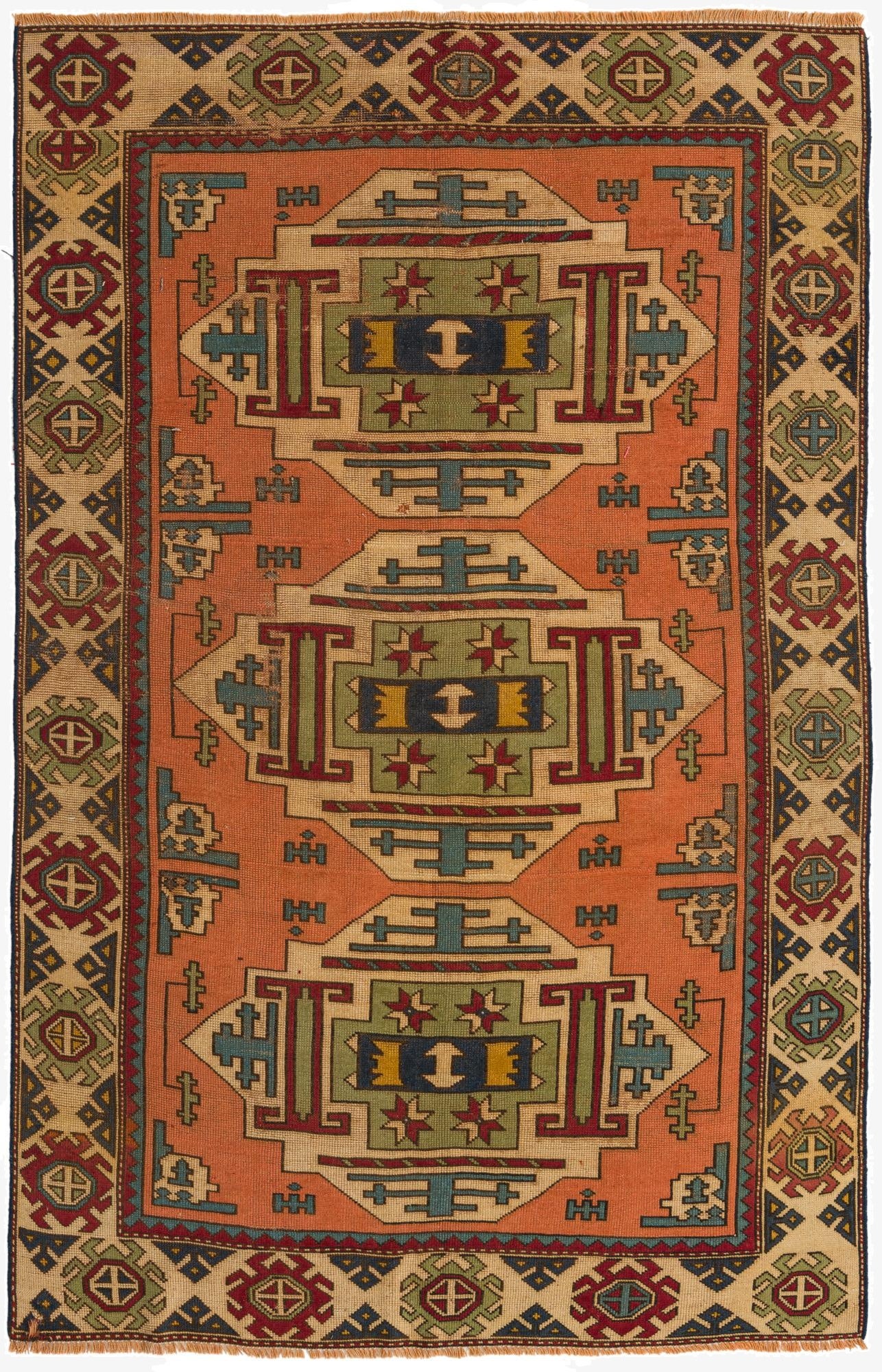  5' 9 x 9'  Hand Knotted Kazak Wool Rug