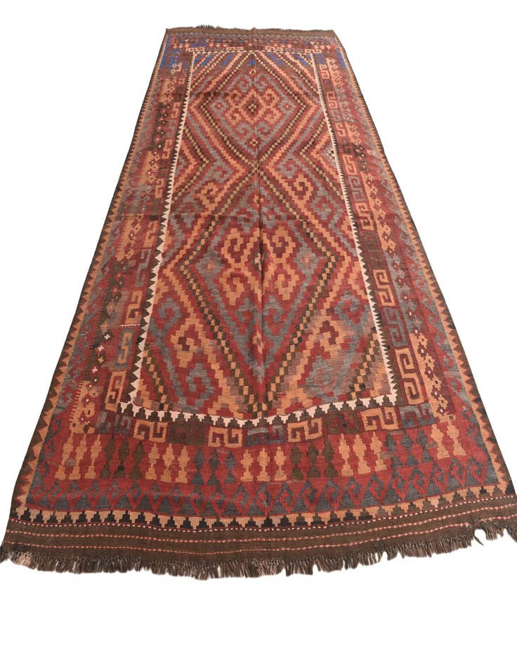 Detail image of  6' 9 x 12'  Hand Woven Kilim Fars Wool Rug