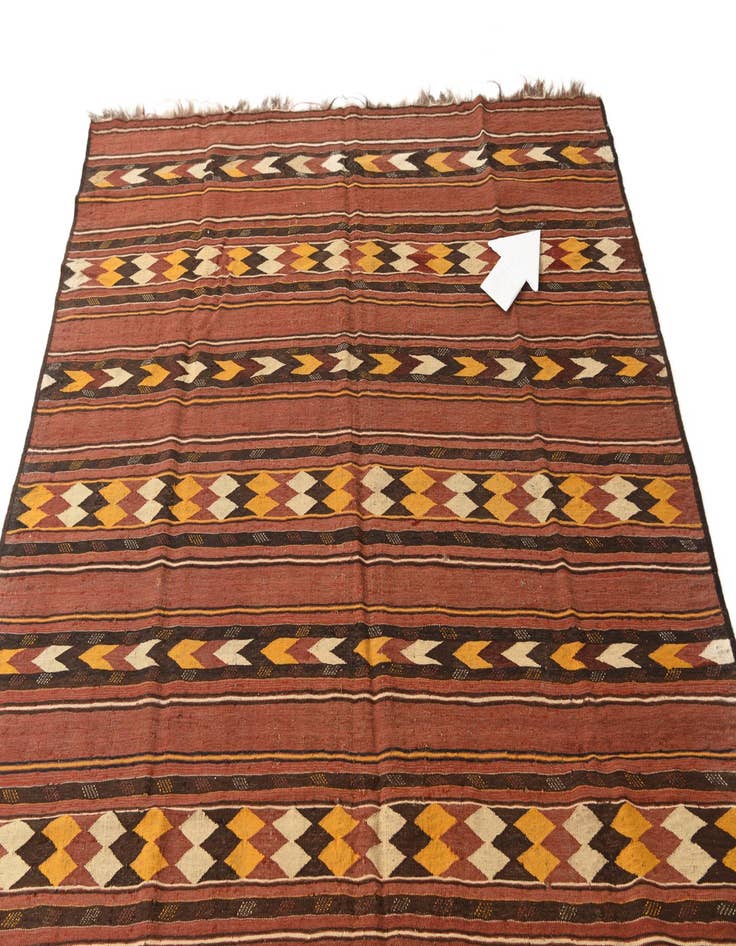 Detail image of  5' 8 x 9'  Hand Woven Kilim Fars Wool Rug