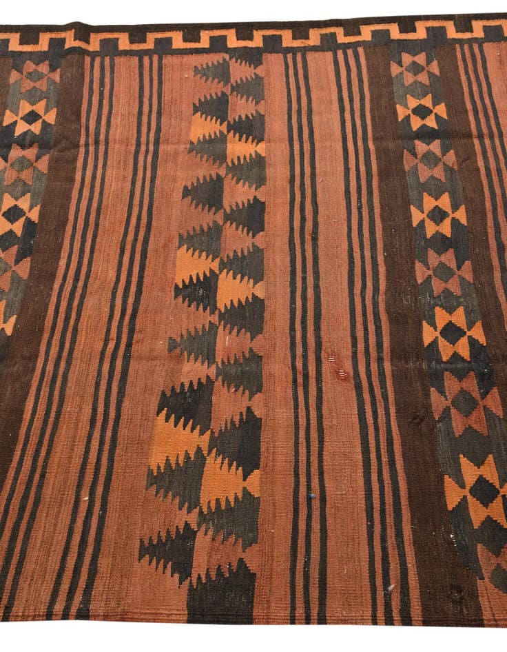 Detail image of  4' 5 x 8' 5  Hand Woven Kilim Fars Wool Rug