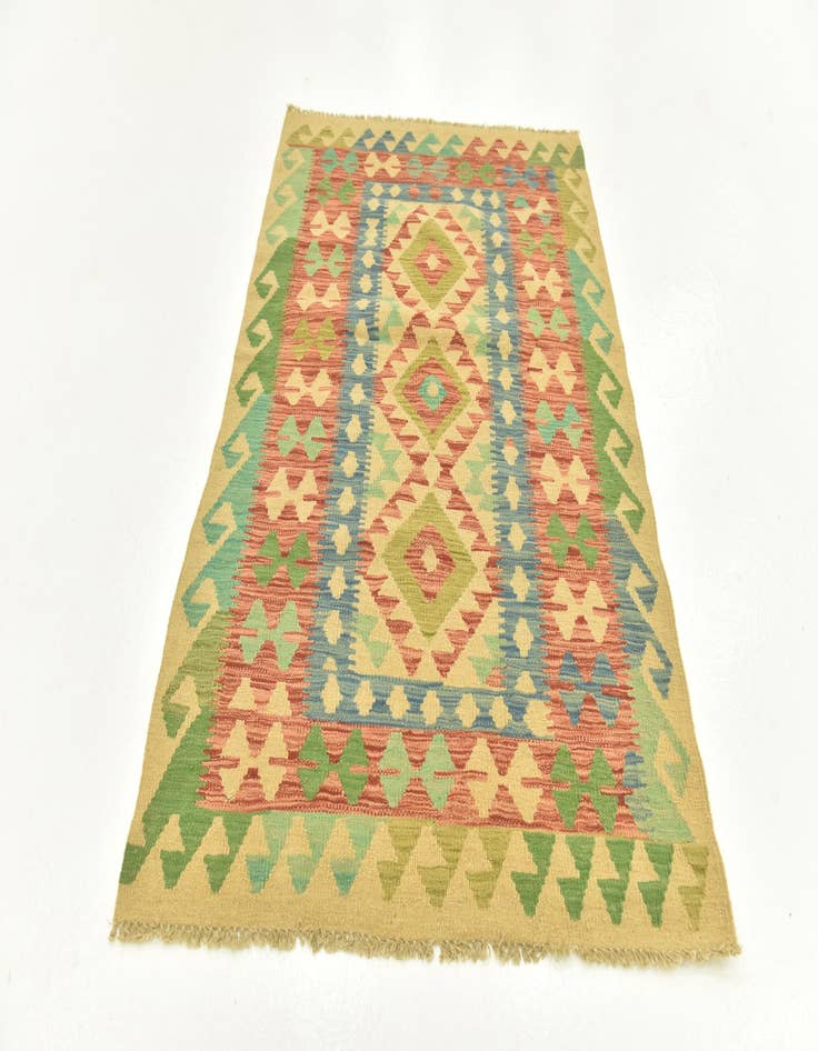 Detail image of  3' 3 x 4' 10  Hand Woven Kilim Maymana Wool Rug