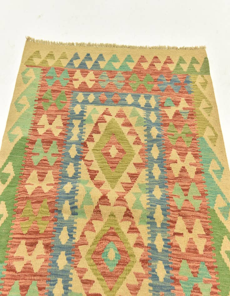 Detail image of  3' 3 x 4' 10  Hand Woven Kilim Maymana Wool Rug