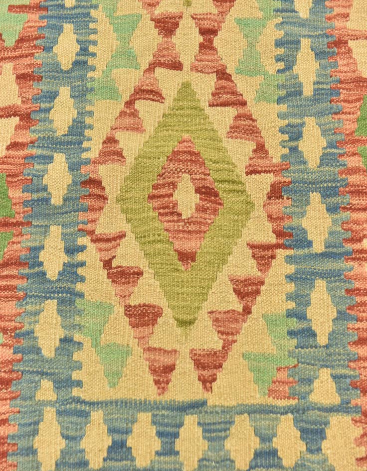 Detail image of  3' 3 x 4' 10  Hand Woven Kilim Maymana Wool Rug