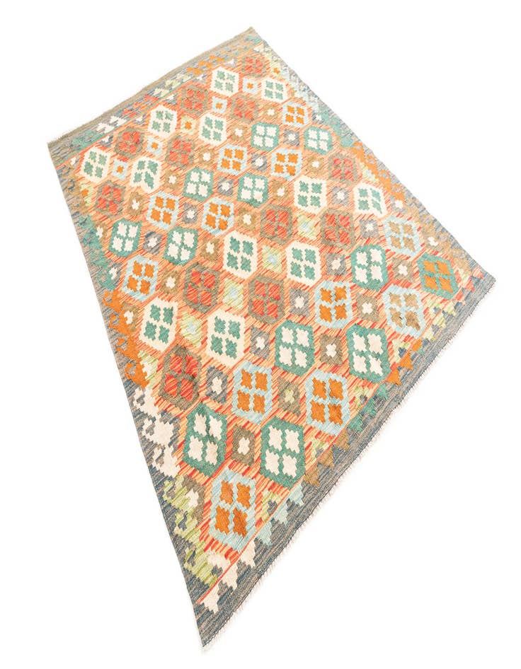 Detail image of  5' x 6' 5  Hand Woven Kilim Maymana Wool Rug