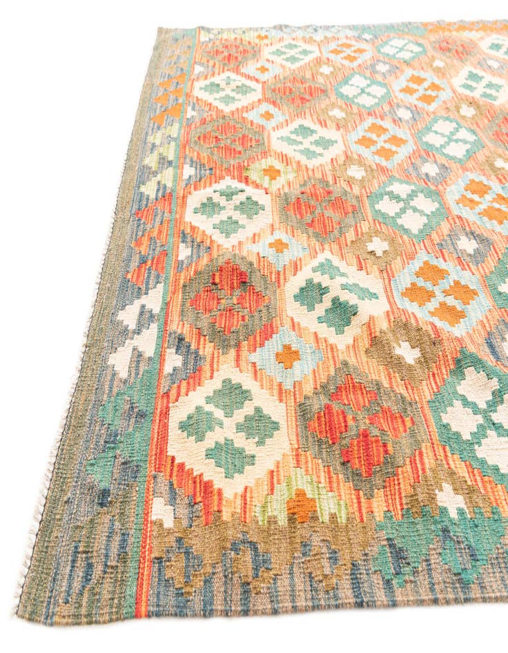 Detail image of  5' x 6' 5  Hand Woven Kilim Maymana Wool Rug