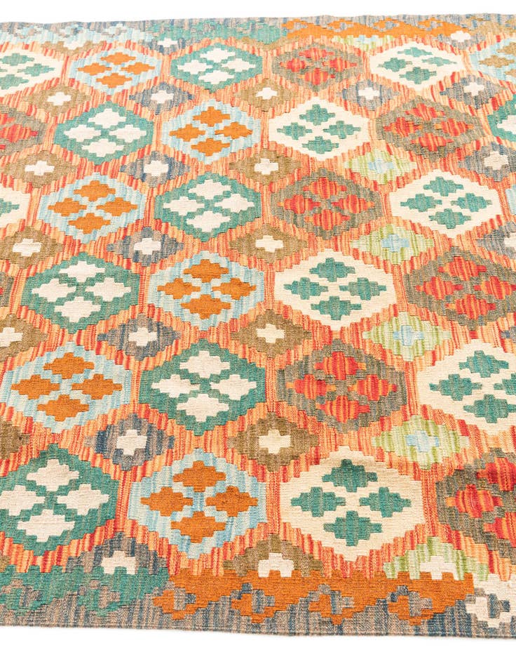 Detail image of  5' x 6' 5  Hand Woven Kilim Maymana Wool Rug