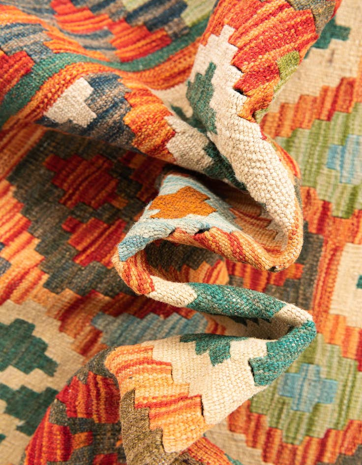 Detail image of  5' x 6' 5  Hand Woven Kilim Maymana Wool Rug