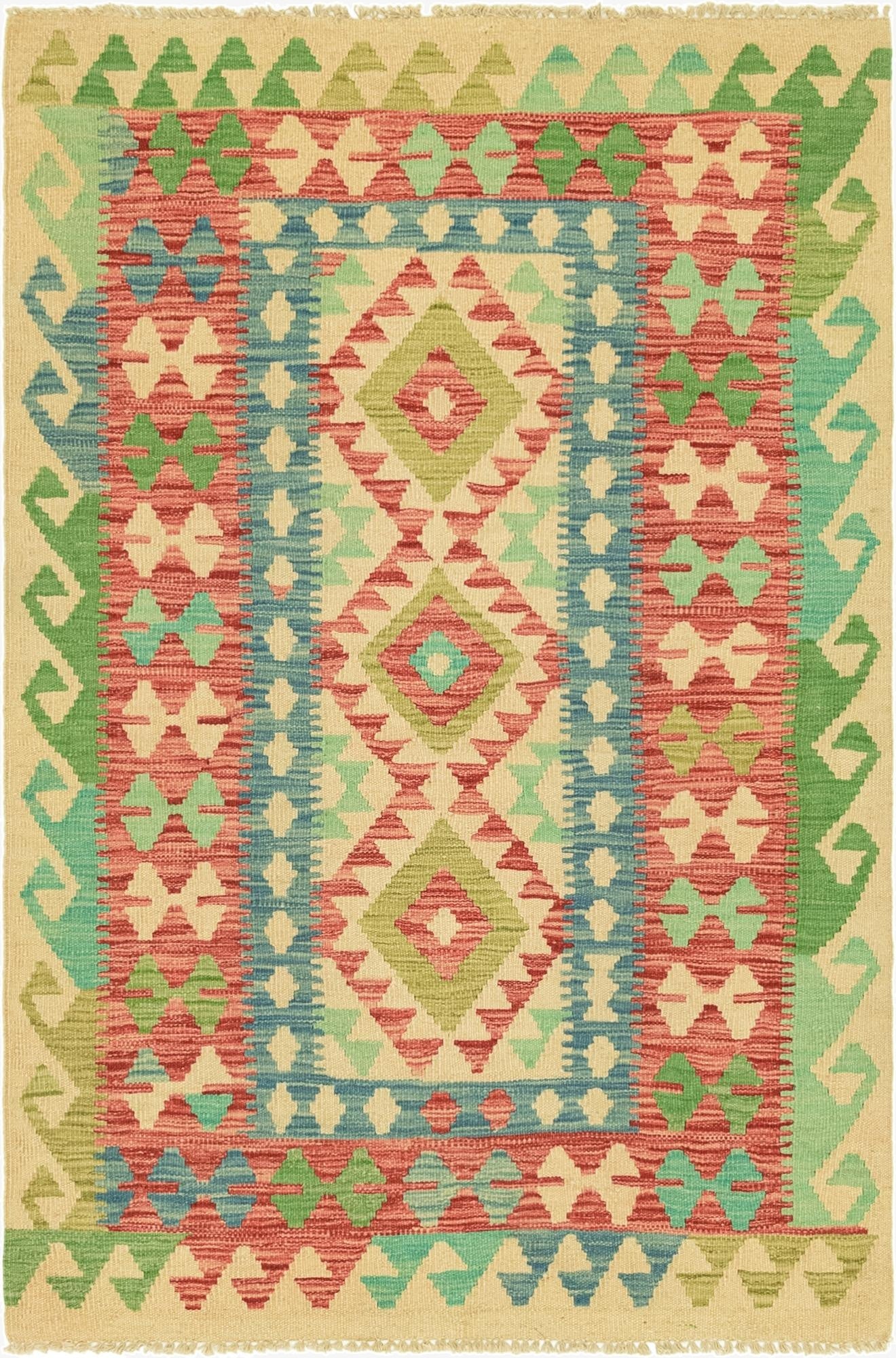  3' 3 x 4' 10  Hand Woven Kilim Maymana Wool Rug