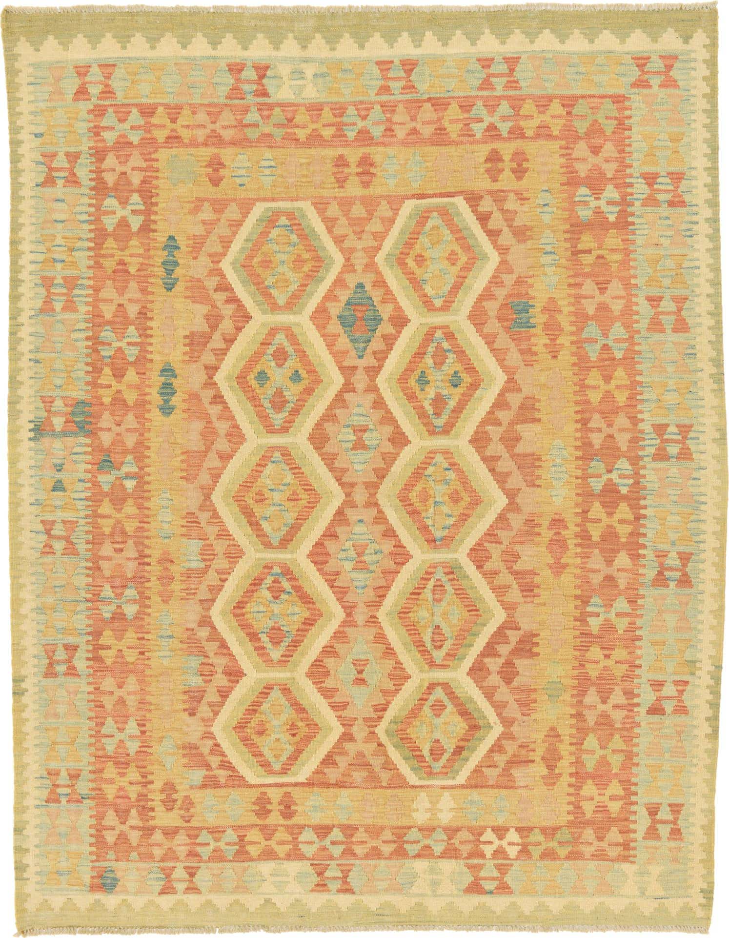 Primary image  4' 11 x 6' 5  Hand Woven Kilim Waziri Wool Rug