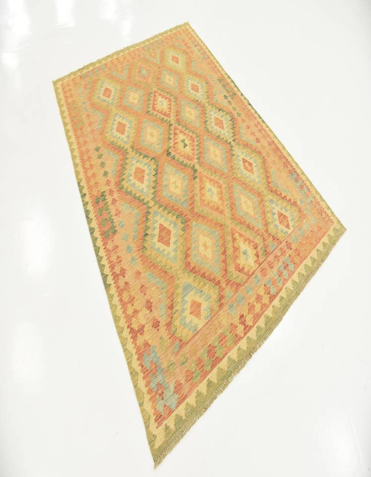 Detail image of  4' 10 x 6' 7  Hand Woven Kilim Waziri Wool Rug