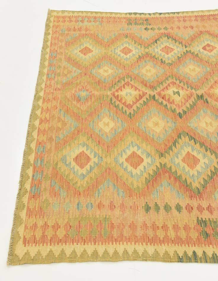 Detail image of  4' 10 x 6' 7  Hand Woven Kilim Waziri Wool Rug