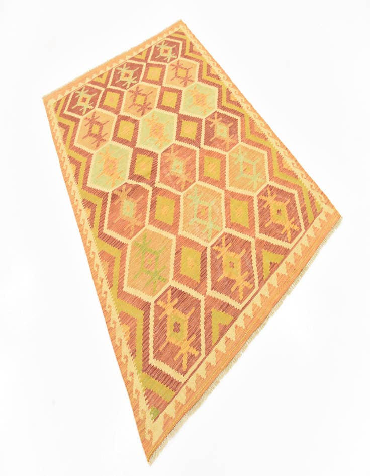 Detail image of  4' 10 x 6' 5  Hand Woven Kilim Waziri Wool Rug