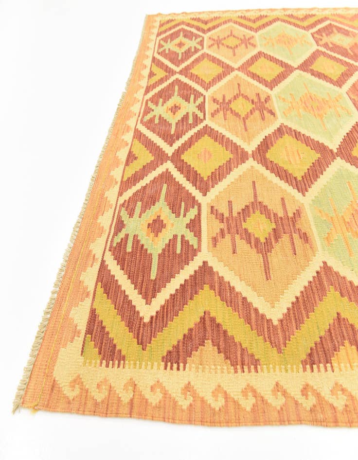 Detail image of  4' 10 x 6' 5  Hand Woven Kilim Waziri Wool Rug