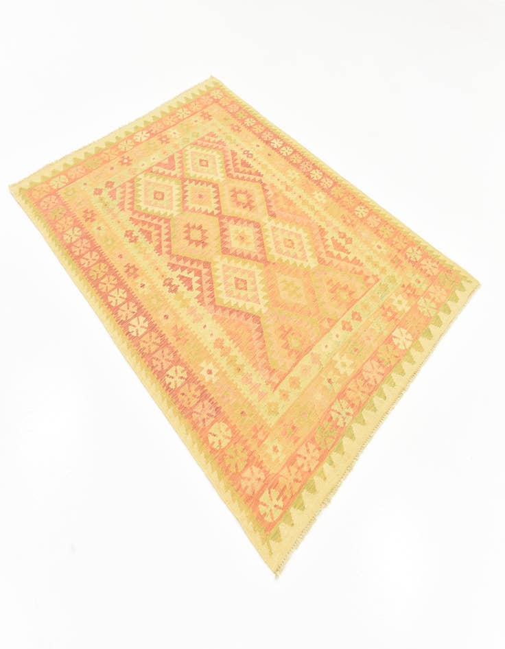 Detail image of  4' 10 x 6' 9  Hand Woven Kilim Waziri Wool Rug