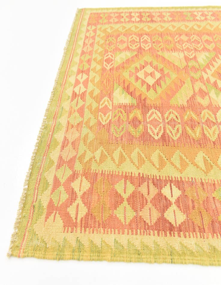 Detail image of  3' 8 x 6'  Hand Woven Kilim Waziri Wool Rug