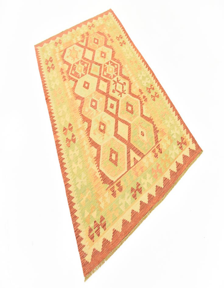 Detail image of  4' 2 x 6' 2  Hand Woven Kilim Waziri Wool Rug