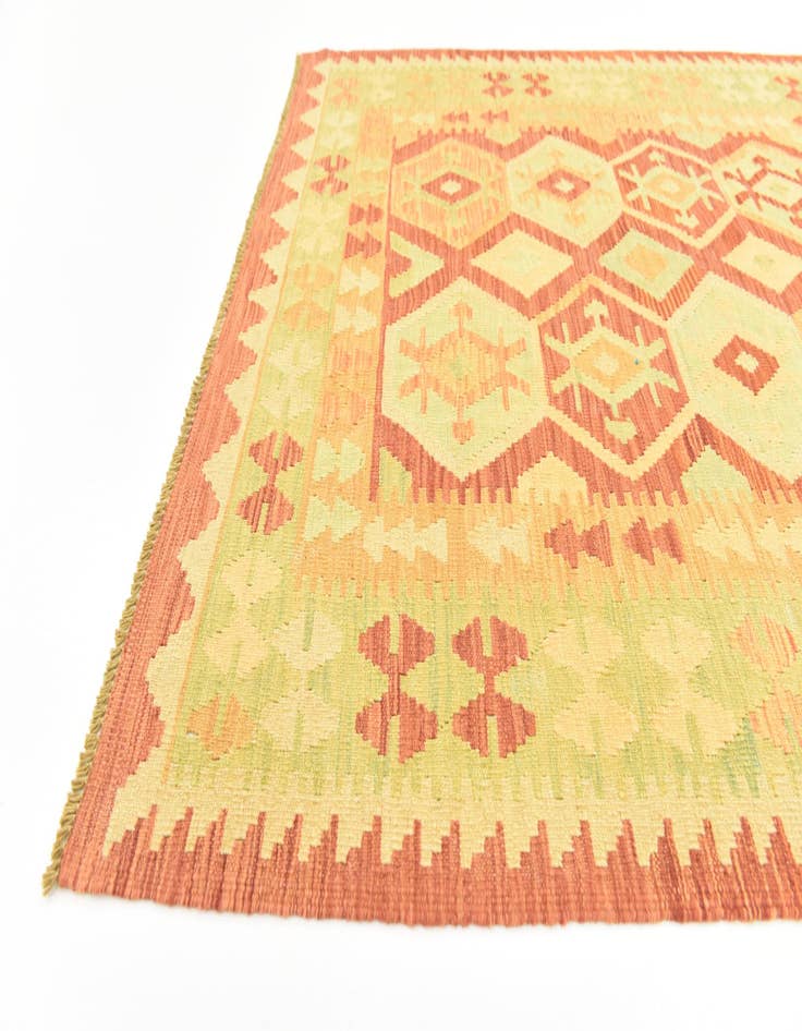 Detail image of  4' 2 x 6' 2  Hand Woven Kilim Waziri Wool Rug