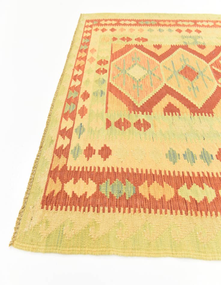 Detail image of  4' x 6' 3  Hand Woven Kilim Waziri Wool Rug