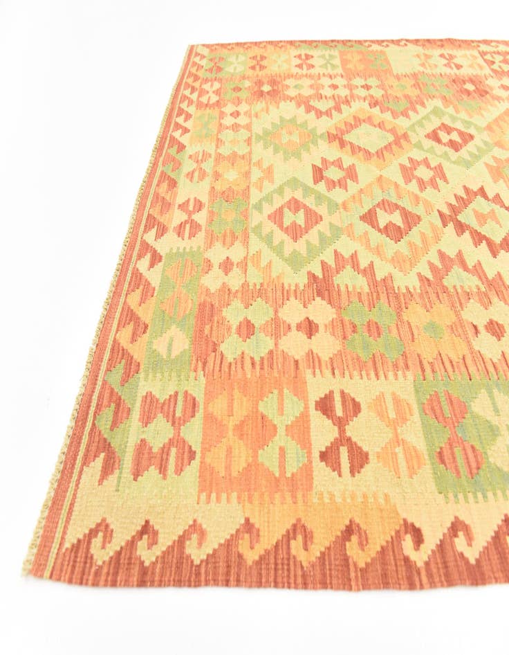 Detail image of  4' x 5' 9  Hand Woven Kilim Waziri Wool Rug