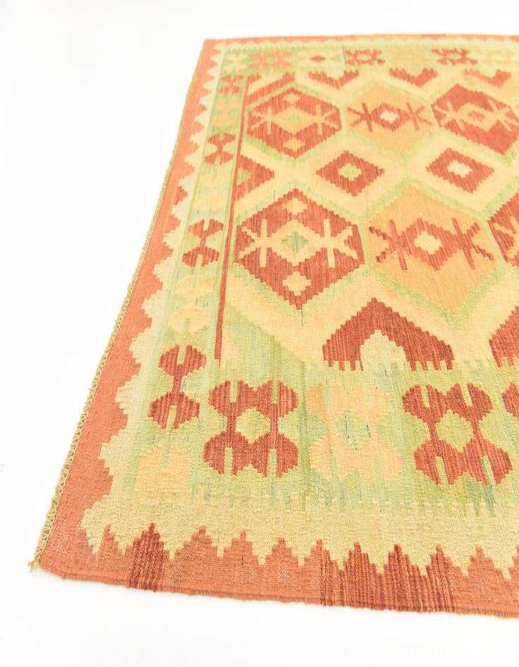 Detail image of  5' x 6' 6  Hand Woven Kilim Waziri Wool Rug