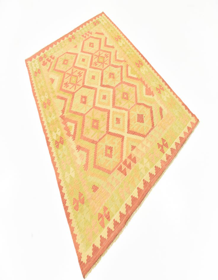 Detail image of  4' 9 x 6' 5  Hand Woven Kilim Waziri Wool Rug