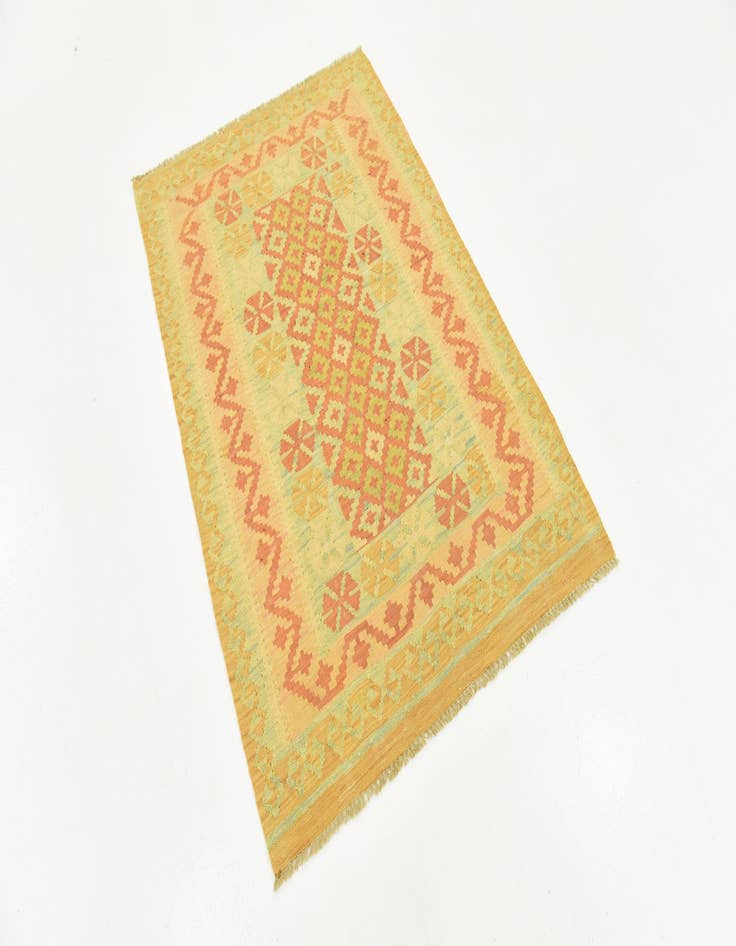 Detail image of  3' 3 x 4' 8  Hand Woven Kilim Waziri Wool Rug