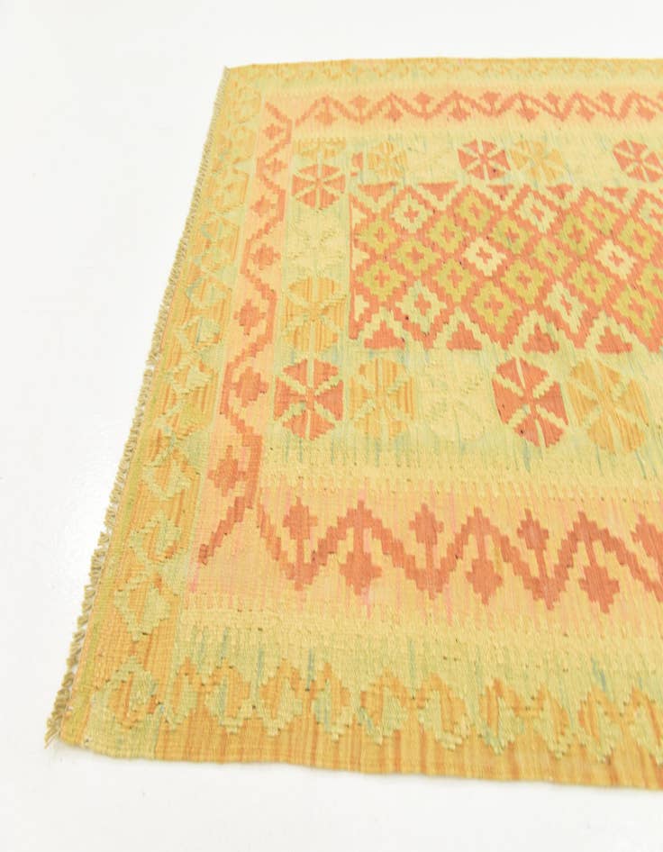 Detail image of  3' 3 x 4' 8  Hand Woven Kilim Waziri Wool Rug