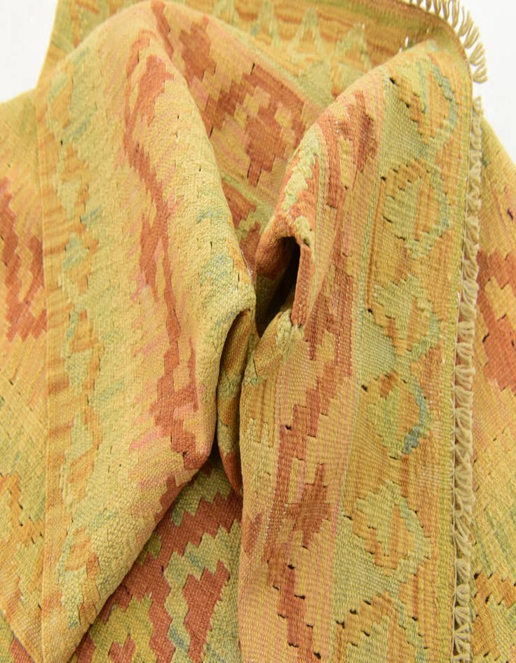 Detail image of  3' 3 x 4' 8  Hand Woven Kilim Waziri Wool Rug