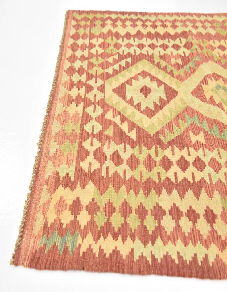 Detail image of  3' 7 x 5'  Hand Woven Kilim Waziri Wool Rug