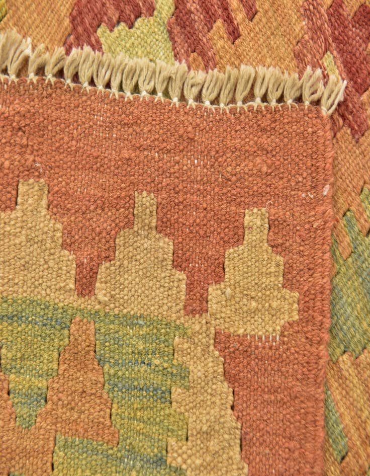 Detail image of  3' 2 x 5'  Hand Woven Kilim Waziri Wool Rug