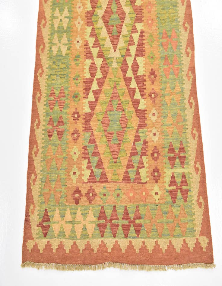 Detail image of  3' 2 x 5'  Hand Woven Kilim Waziri Wool Rug