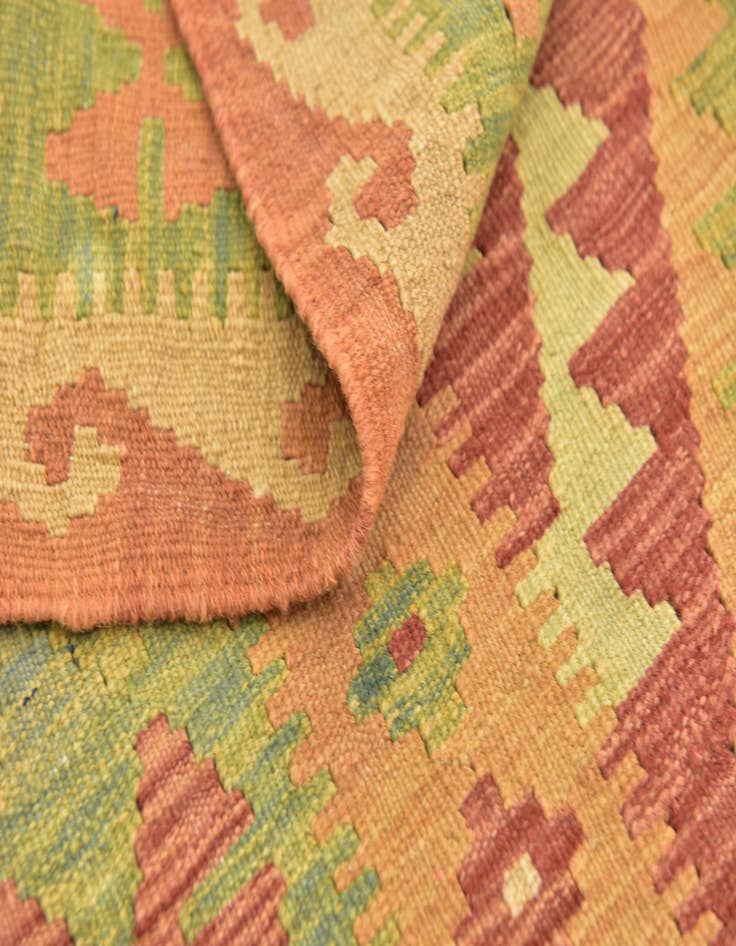 Detail image of  3' 2 x 5'  Hand Woven Kilim Waziri Wool Rug