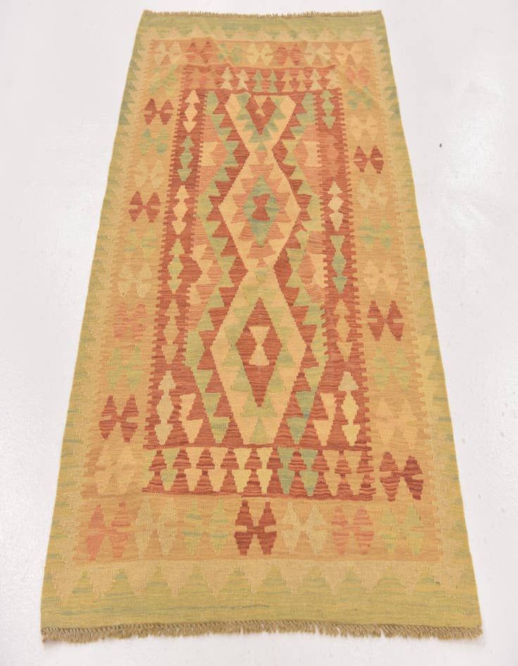 Detail image of  3' 4 x 4' 9  Hand Woven Kilim Waziri Wool Rug