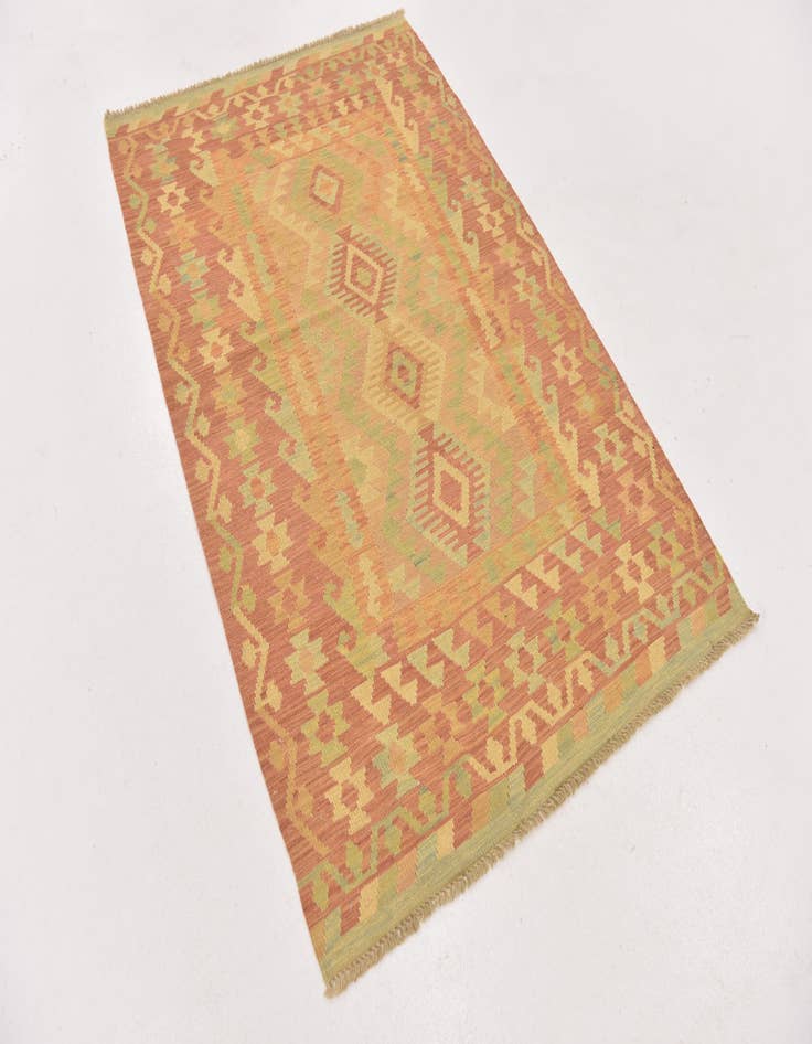 Detail image of  3' 4 x 5' 2  Hand Woven Kilim Waziri Wool Rug