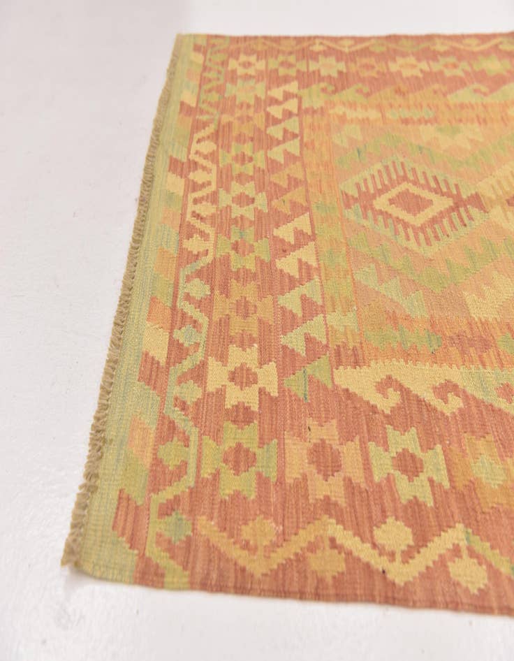 Detail image of  3' 4 x 5' 2  Hand Woven Kilim Waziri Wool Rug