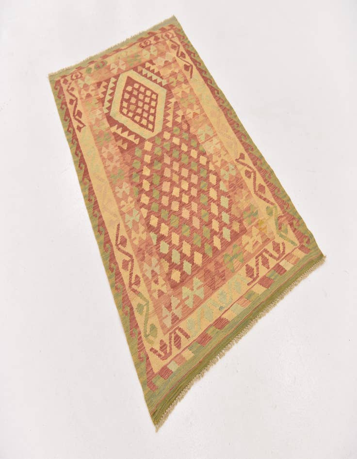 Detail image of  3' 4 x 5' 2  Hand Woven Kilim Waziri Wool Rug