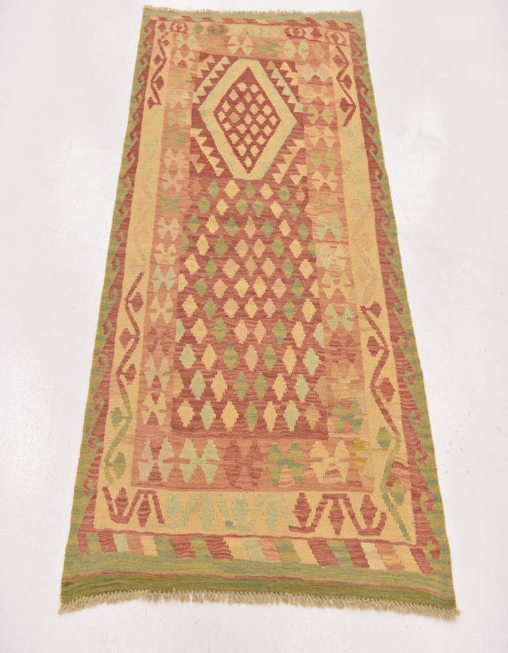 Detail image of  3' 4 x 5' 2  Hand Woven Kilim Waziri Wool Rug