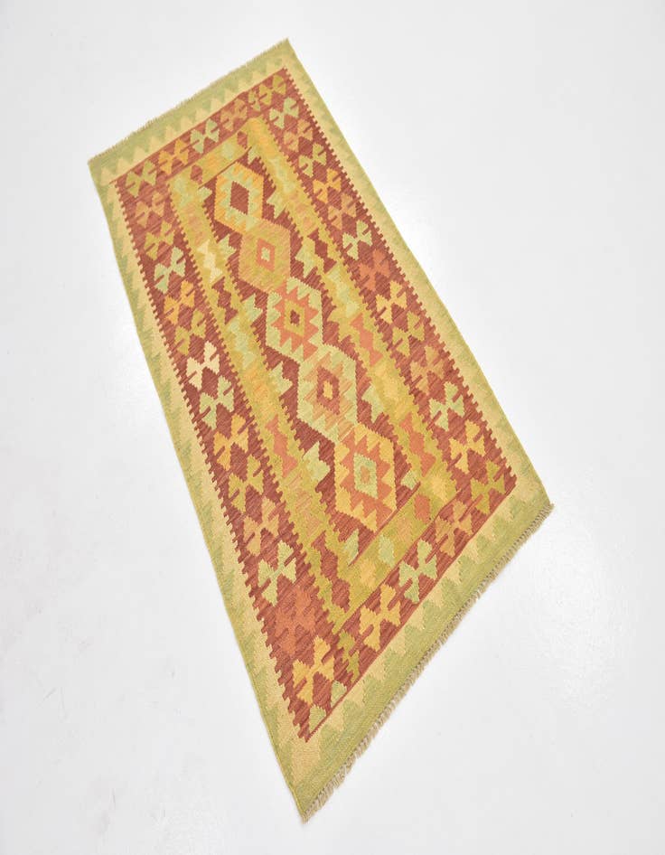 Detail image of  2' 8 x 4' 9  Hand Woven Kilim Waziri Wool Rug