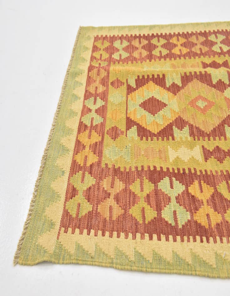 Detail image of  2' 8 x 4' 9  Hand Woven Kilim Waziri Wool Rug