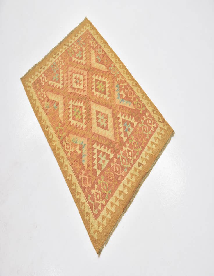 Detail image of  2' 9 x 4'  Hand Woven Kilim Waziri Wool Rug