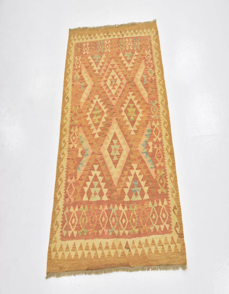 Detail image of  2' 9 x 4'  Hand Woven Kilim Waziri Wool Rug