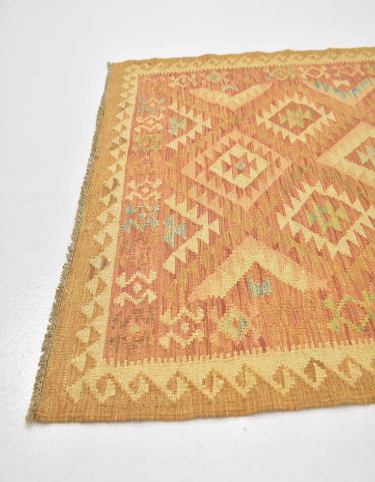 Detail image of  2' 9 x 4'  Hand Woven Kilim Waziri Wool Rug