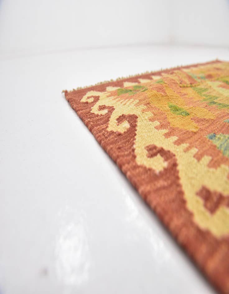 Detail image of  2' 10 x 4' 3  Hand Woven Kilim Waziri Wool Rug